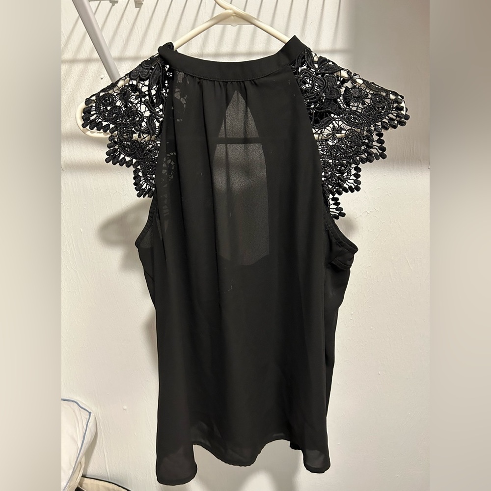 Express, M black, dressy top.